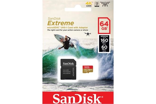 Sandisk Extreme microSDXC 64GB 160MB/s A2 V30 fü